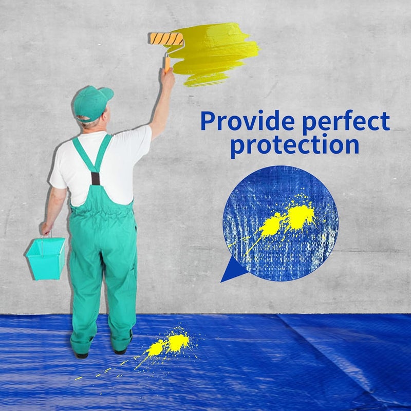 MVPNET Tarp 20x20 ft 100% Waterproof Uv Resistant High Durability Multipurpose 5mil Blue Tarp for Covering Courtyards, Cars, Camping, Gardens, Pet Nests -by - Image 5